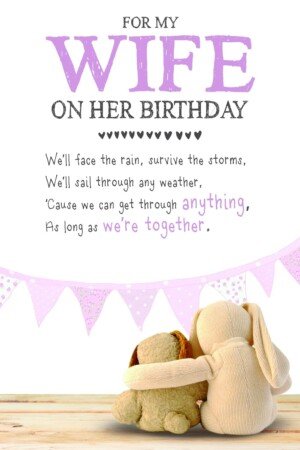 Snuggly Bumpkins For My Wife on Her Birthday, Greetings Card for Wife, Multi-Coloured