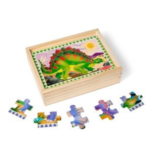 Melissa & Doug 13791 Dinosaurs Puzzles in a Box | Puzzles | Wooden Toy | 3+ | Gift for Boy or Girl, Multicoloured, 20.32 cm H x 15.24 cm W x 6.35 cm L