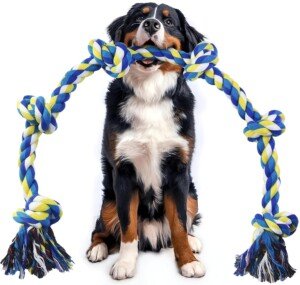 EXTRA Dog Rope Toy - 42In/108cm 6-Knots Indestructible Heavy Duty Dog Chew Toys for Aggressive Chewers, Medium Large Breeds