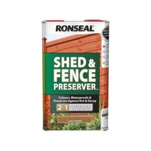 Ronseal RSLSFLB5L 5 Litre Shed and Fence Preserver - Light Brown