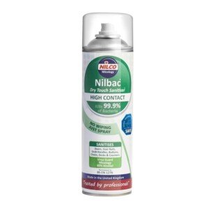 Nilco Nilbac ‘Dry Touch Sanitiser’ 500ml HIGH CONTACT frequent use aerosol with Virus Guard Nilcology NO WIPING JUST SPRAY KILLS 99.9% of Bacteria