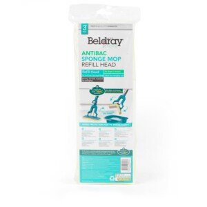 Beldray LA080813UFEU7 Antibac Refill Head, Replacement Pad LA026477PK10UFEU Easy Wring Sponge Mop, No Streaks & Drips, Strong & Durable, Grey/Blue, 30.5 x 10.5 x 3 cm