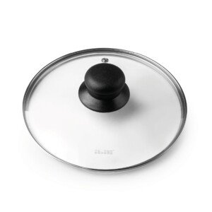 Ibili Stainless Steel Vented Silver & Black Glass Saucepan Cover Lid 16cm
