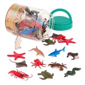 Terra by Battat – 60 Pieces Ocean Animal Figurines – Realistic Mini Sea Animal Toys – Sharks, Dolphins, Penguins, Turtles, Crabs & Starfish for Toddlers & 3+ Years, 2"