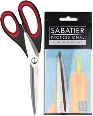 Sabatier Professional All Purpose Scissors – Heavy Duty 25cm Stainless Steel Utility Shears with Soft Grip Handles. Perfect for Fabric, Paper, Herbs, Vegetables & Household Tasks. Dishwasher Safe