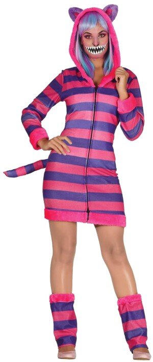 FIESTAS GUIRCA | Striped Cat Fancy Dress Costume for Women - Dress, Hood, Tail and Leg Warmers - Animal Costumes for World Book Day, Halloween, Carnival and Fancy Dress Parties