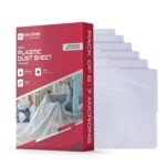 Front view of Haltons 6 Pack White LDPE Dust Sheets, ideal for decorating and protecting furniture and floors