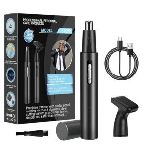 HIYAA Nose Hair Trimmer for Men& Women, IPX7 Waterproof Painless USB Rechargeable Metal Nasal & Ear Hair Trimmer, Portable Low Noise Dual-Edge Nose Trimmer, Wet & Dry, Easy Cleansing, Black
