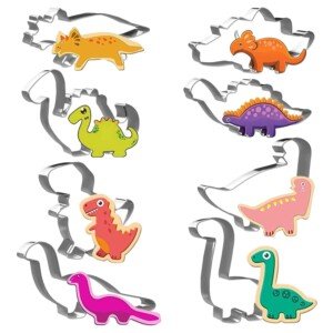 Dinosaur Cookie Cutter Set – Joyoldelf 8 Pcs Biscuit Cutter Stainless Steel Mould for DIY Fondant Dough Sugarcraft Pastry Cake Decoration