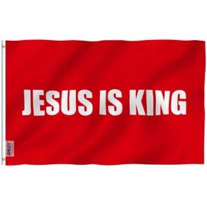 Anley Fly Breeze 3x5 Foot Jesus is King Flag - Vivid Color and Fade Proof - Canvas Header and Double Stitched - White Christian Flags Polyester with Brass Grommets 3 X 5 Ft