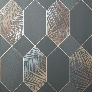 Fine Decor FD42833 UK Miami 2021 Tropical GEO Charcoal, Grey