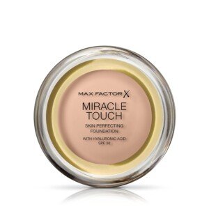 Max Factor Miracle Touch Perfecting Foundation, 40 Creamy Ivory, Full Coverage, Lightweight and Moisturising Effect with Hyaluronic Acid and SPF 30 Formula, 11.5 g