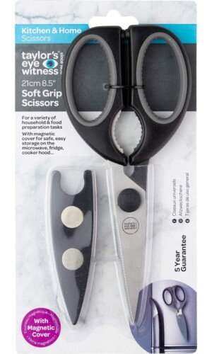 Taylors Eye Witness Kitchen Scissors with Magnetic Sheath - Black Handle & Cover