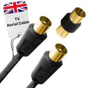 5m TV Aerial Cable - Coaxial RF Extension Lead (Male to Male) with Gold Plated Connectors | Coax Cord for BT TV, Humax, 4K HD Television & Set Top Box (Black)