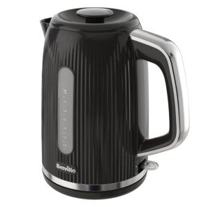 Breville Bold Black Electric Kettle | 1.7L | 3kW Fast Boil | Black & Silver Chrome [VKT221]