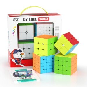 ROXENDA Speed Cube Set, Magic Cube Set of 2x2 3x3 4x4 5x5 Cube with Gift Box, Secret Tutorial for Cubes (Stickerless cube set)