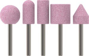 Bosch 5x PRO Steel Mounted Point Set for 6 mm Longlife Straight Grinders, Drills and Cylindrical Shank (for Steel, Cast iron, Ø 25, 15, 15, 25, 20 mm, Professional Accessory Straight Grinder)
