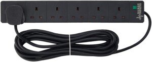 PRO ELEC PELB1755 6 Gang Extension Lead with Surge Protection Black, 5m
