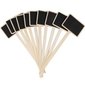 20Pcs Wooden Plant Labels Black Board Markers Plant Signs Mini Chalkboard Garden Stakes Tags T-Type Tags for Vegetable Seeds Trees Herbs Flowers Garden Rectangular