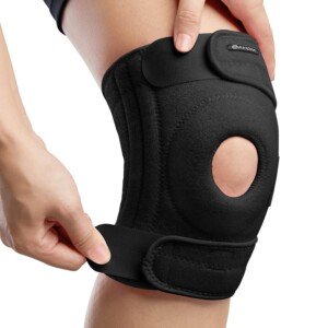 Knee Support with Open-Patella Design for Joint Pain, Sports, Injury Rehabilitation, Adjustable Knee Brace for Men Woman with 3 Straps, for Knee Circumference (12.5" to 18.5")