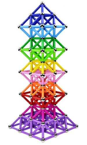 Beicarin 150 Pcs Magnetic Building Sticks Blocks Toys, Magnet Educational Toys Magnetic Blocks Sticks Stacking Toys Set for Kids and Adult, Building Toy 3D Non-Magnetic Balls with Storage Bag