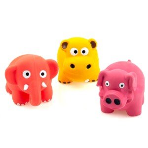 CHIWAVA 3 Pack 3.1'' Squeak Latex Puppy Toy Lovely Standing Animal Sets Pet Interactive Play for Small Dogs Random Color