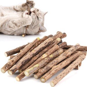 Silvervine Chew Sticks for Cats, Catnip Toys Natural Matatabi Kitten Nip Toy Teeth Cleaning for Indoor Cats Adult
