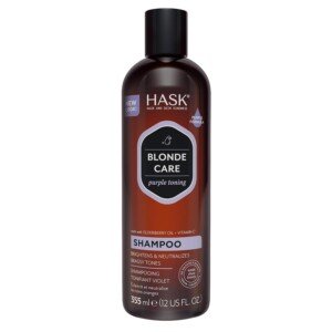 HASK Blonde Care Purple Toning Shampoo, for all shades of blonde, colour safe - 1 355mL Bottle