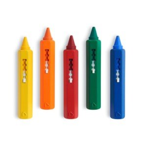 Munchkin Bath Crayons | Colourful Bath Toy Mess-Free Shower Toys | Draws on Tiles & Porcelain | Washable Baby Bath Toy - Set of 5 Crayons