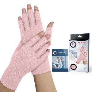 Doctor Developed Compression Gloves for Men & Women With Doctor Handbook - Cotton-Made Compression Gloves for Arthritis and Hand Pain - Open Finger Raynauds Gloves
