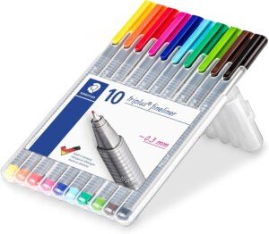 STAEDTLER Fineliner Pens - triplus - for Adult Colouring - 10 Assorted Colours - Pack of 10, 334 SB10