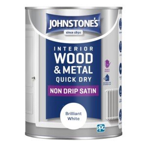 Johnstone's - Wood & Metal Paint - Satin Finish - Brilliant White - 1.25L - Water Based - Non Drip & Quick Drying - Radiator Paint - Low Odour - Dry in 1-2 Hours - 8m2 Coverage per Litre