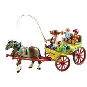 PlayMOBIL Country 6932 Horse Drawn Wagon with Children and Driver, for Ages 5+
