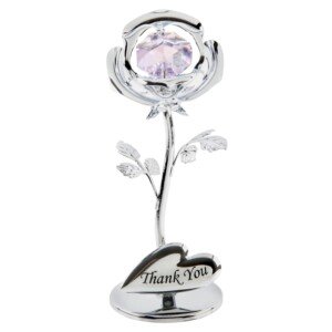 Crystocraft Keepsake Gift - Celebration Rose Gift Ornament THANK YOU with Swarvoski Crystal Elements by Widdop Bingham