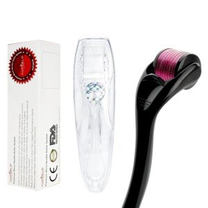 AG540 Titanium Microneedle 540 Needles 1.5mm Derma Roller Skin Care for Face Facial Wrinkles Hair Loss Stretch Marks Hair Regrowth Micro Needles Professional Microneedling Derma Needling Kit