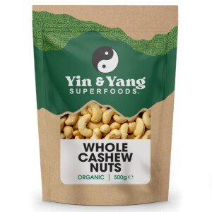 Organic Cashew Nuts 500g Whole, Raw, 100% Natural, by Yin & Yang Superfoods. Premium Quality, Source of Fibre & Protein, Vegan, Contains Antioxidants, Certified Organic