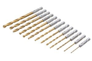 Blue Spot Tools 20339 Titanium Drill Bit Set Hex Fitting, Bronze, 1.5-6.5 mm, Set of 13 Piece