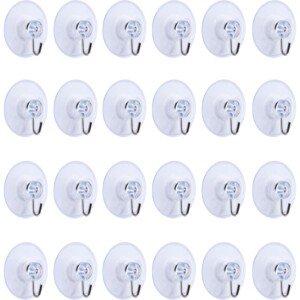 Mudder 24 Pieces Bathroom Kitchen Suction Cup Wall Hook Hanger (45mm)