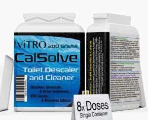 Toilet DESCALER HEAVY DUTY Limescale Remover for Toilet Concentrated Cleaner Formula Remove All Stubborn Stains CalSolve - Dissolve Urine Scale Destroys Smell 16x Doses 300 Grams
