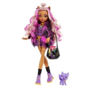 Monster High Doll, Clawdeen Wolf with Accessories and Pet Dog, Posable Fashion Doll with Purple Streaked Hair, HHK52