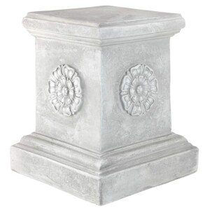 Design Toscano CL5194 English Rosette Sculptural Garden Plinth Base Riser, Large 33 cm, Polyresin, Antique Stone