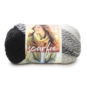 Lion Brand Yarn 78 Percent Acrylic 22 Percent Wool Scarfie Yarn, Cream/Black,23.59 x 12.79 x 13.43 cm