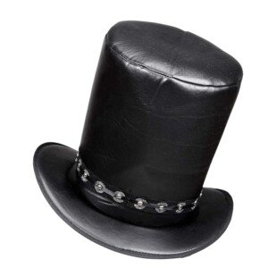 W WIDMANN MILANO Party Fashion - Unisex Faux Leather Top Hat, Rockstar, Pop Star, Celebrity, Dia de los Muertos, Punk, Halloween, Carnival, Theme Parties