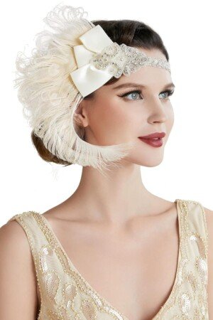 BABEYOND 1920s Flapper Headpiece Peacock Feather Sequins Headband Great Gatsby Accessory Headband for Prom Pageant Themed Party