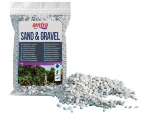Amtra Gravel - Natural Aquarium Gravel, Decorative Soil, Coarse White Grains Size 4-8mm, Size 1kg, Packaging May Vary