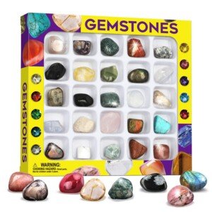 Rock Mineral Gem Collection For Kids 25 Gemstones Included Educational Identification Sheet Rose Quartz Gemstones Jasper Stones