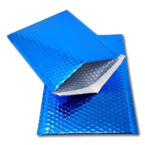 EPOSGEAR 10 Blue Shiny Metallic Foil Bubble Padded Bag Mailing Envelopes - Perfect for Marketing, Promotions or and Alternative to Gift wrap (A4 / C4-324mm x 230mm)