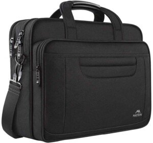 MATEIN Laptop Bag, 15.6 Inch Multifuntional Business Computer Laptop Case, Unisex Spacious Shoulder Messenger Bag Briefcase for Men and Women, Universal Nylon Briefcase for Notebook - Black