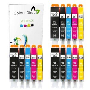 550XL 551XL Compatible Ink Cartridges for Canon PGI-550 CLI-551 XL for Canon Pixma iP7250 MG5650 MX925 MG6450 iX6850 MG5550 MX920 MX725 iP8750 MG6350 MG5450 MG6650-15 Pack (3 Sets)