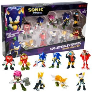 BANDAI Sonic Prime Collectable Figures 12 Pack Set 1 | 12 6.5cm Sonic The Hedgehog Models Based On The Sonic Prime Netflix TV Show | Sonic Toys Make Great Gaming Merchandise For Adults And Kids